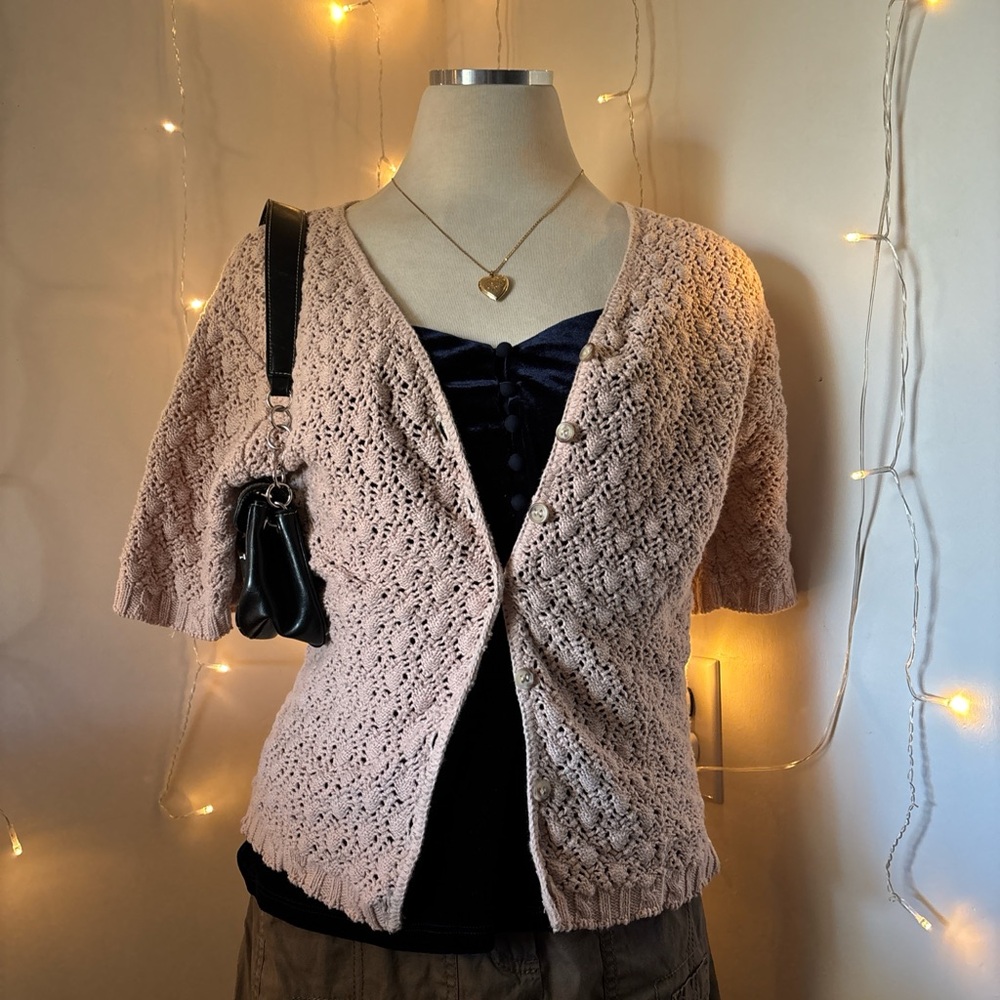 Elegant Blush Knit Cardigan